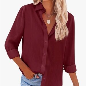 Elegant Burgundy Button-Down Shirt for Women